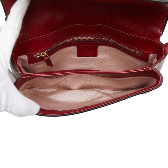 GUCCI Authentic Black Leather GG Marmont Shoulder Bag - Picture 9 of 11